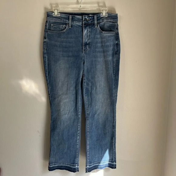 NYDG Womens Blue Marilyn Straight Jeans 8 Denim Cool Embrace Lift Tuck Tech - Picture 4 of 11